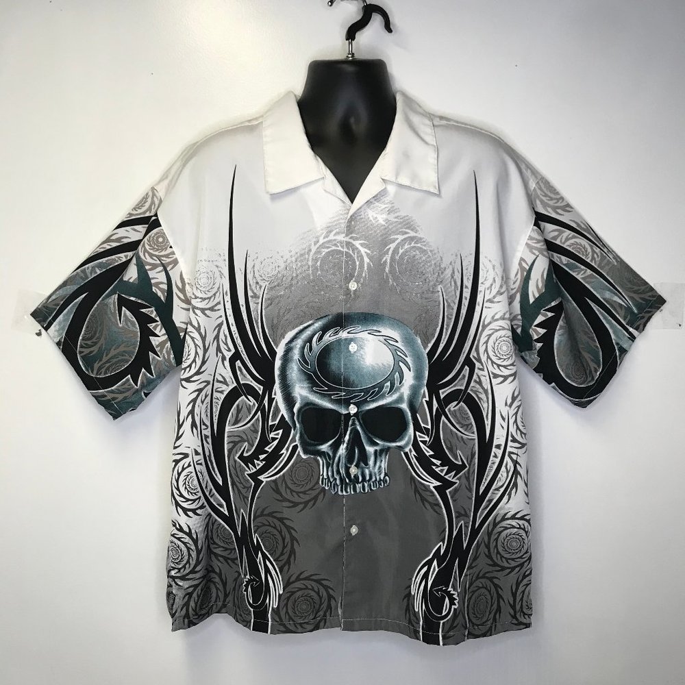 Club Shirt XXL skull print short sleeve shirt